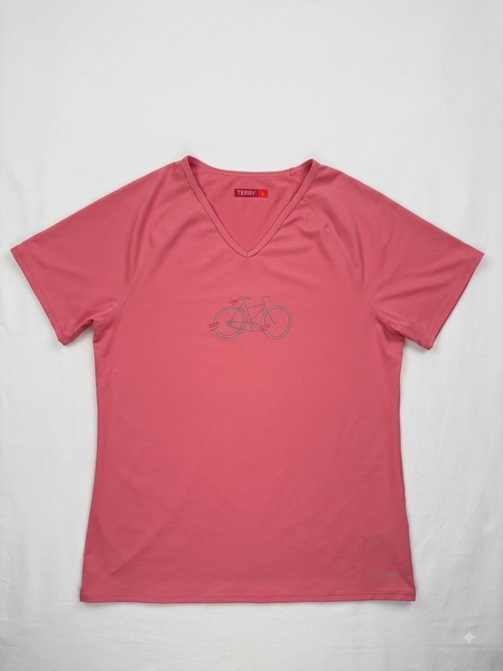 Terry Women's V-Neck Performance Tee in Coral Pink